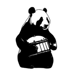 Panda Silhouette In Manga Style On White