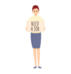 Seeking Job Woman Icon Cartoon Style