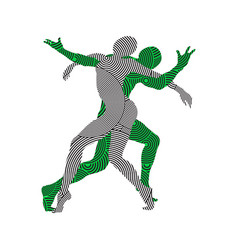 Silhouette Of Dancing Couple Men And Women