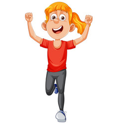 Energetic Runner Girl Cartoon Character