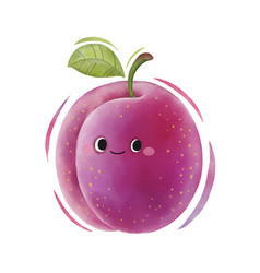 Watercolor Cute Plum Cartoon Character