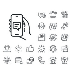 Chat App Line Icon Hand Hold Phone Sign Place