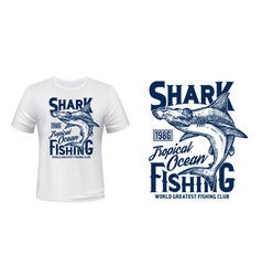 T-shirt Print With Hammer Head Shark Mascot