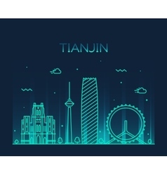 Tianjin Skyline Line Art