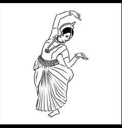 Outline sketch of indian woman dancer dancing Vector Image