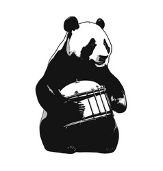 Panda Silhouette In Manga Style On White