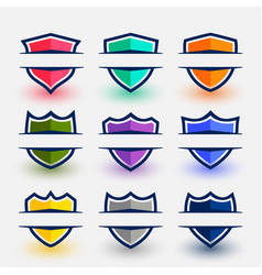 Sports Style Shield Symbols Set In Nine Colors