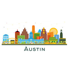 Austin Texas City Skyline With Color Buildings