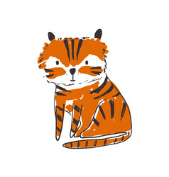 Cute Sketch Hand Drawn Orange Tiger