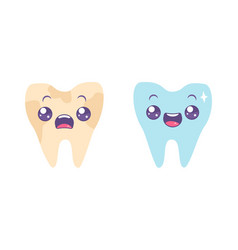 Set Icons Of Dirty Teeth And White Tooth Of Tooth