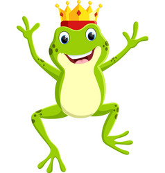 Cartoon Happy Frog King Isolated On White