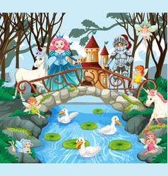 Princess And Knight In Enchanted Garden Background