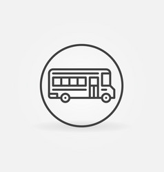 School Bus Thin Line Concept Round Minimal