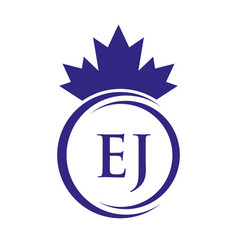 Letter Ej Maple Leaf Logo Template Symbol