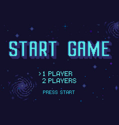 Pixel Art Start Game Screen Retro 8 Bit Space