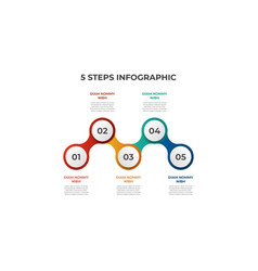 5 Points Steps Connected Circle Diagram