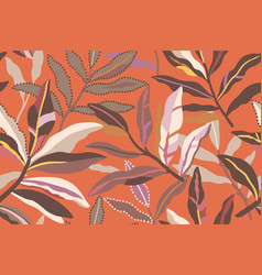 Beige Leaf Pattern Floral Abstract