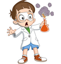 Boy cartoon doing chemical experiment Royalty Free Vector