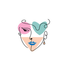 Womans Face Line Color Element Design