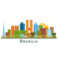 Brasilia Brazil City Skyline With Color Buildings