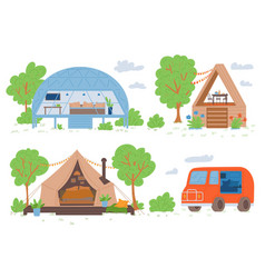 Glamping And Car Camping Banners With Vans