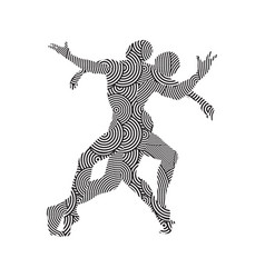 Silhouette Of Dancing Couple Men And Women