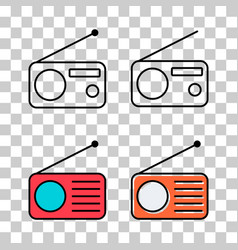 Set Of Retro Radio Station Icon Flat Isolated