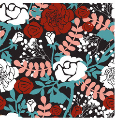 White And Red Rose Floral Rendezvous Pattern