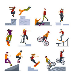 Extreme City Sports Flat Icons Set