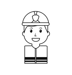 Worker Firefighter Portrait Cartoon With Helmet