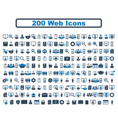 200 Web Icon Set Flat Style Eps