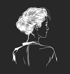 Female Figure With Messy Bun Hair Line Art