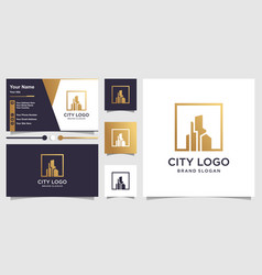 City Logo With Golden Concept And Business Card