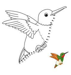 Dot To Hummingbird Isolated Coloring Page