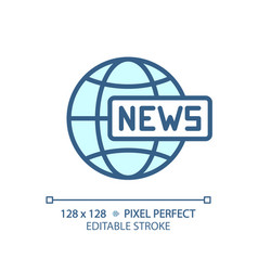 2d Customizable Thin Linear Blue Global News Icon