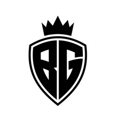 Bg Letter Monogram Shield And Crown Outline Shape