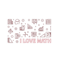 I Love Math Concept Line Horizontal Banner