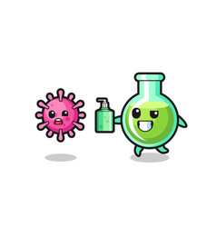 Lab Beakers Character Chasing Evil Virus