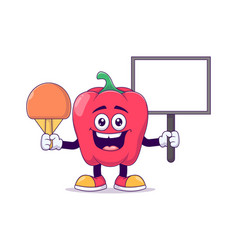 Red Bell Pepper Playing Table Tennis Cartoon