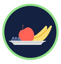 Fruit Plate Round Icon Healthy Nutrition Symbol