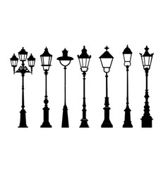 Vintage Street Lamps Silhouettes