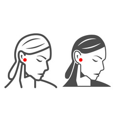 Woman Ear Hurts Line And Solid Icon Body Pain