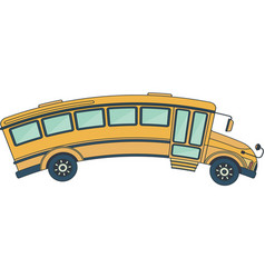 Yellow School Bus Of Side View With Curved Roof