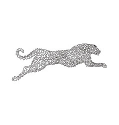 Single Curly One Line Drawing Of Cute Cheetah