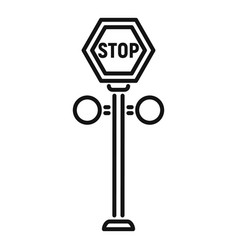 Stop Sign Barrier Icon Outline Train Road