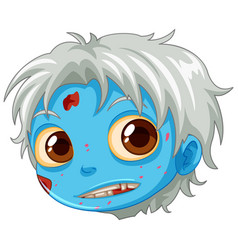 Blue-skinned Male Teen Zombie Cartoon Face