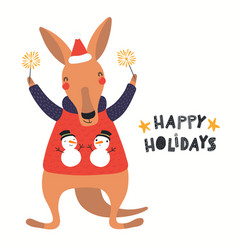 Cute Kangaroo Christmas Card