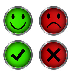 Glossy Happy And Sad Faces True And False Check