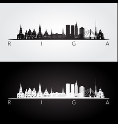 Riga Skyline And Landmarks Silhouette