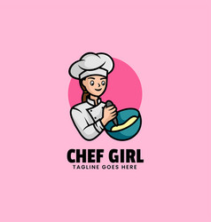 Logo Chef Girl Mascot Cartoon Style